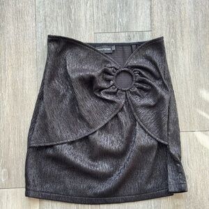 Black Waxed-look Textured Skirt - size 4 / Small